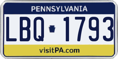 PA license plate LBQ1793