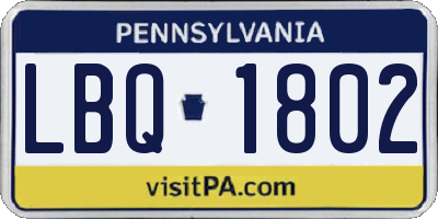 PA license plate LBQ1802
