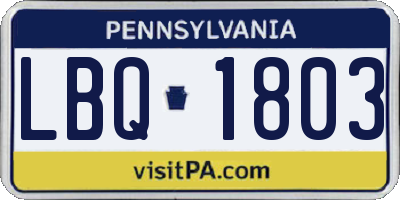PA license plate LBQ1803