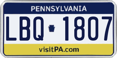 PA license plate LBQ1807