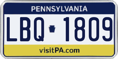 PA license plate LBQ1809