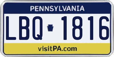 PA license plate LBQ1816