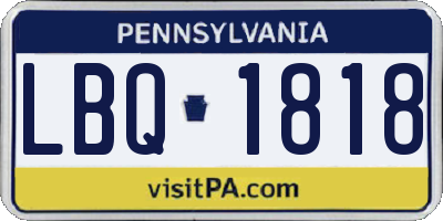 PA license plate LBQ1818