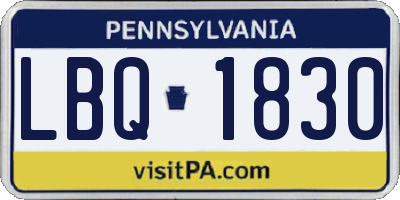 PA license plate LBQ1830