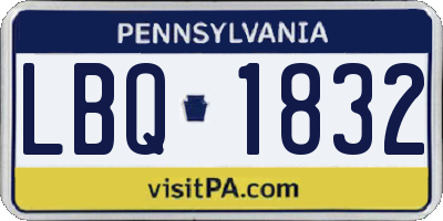 PA license plate LBQ1832