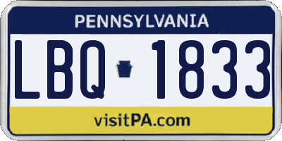 PA license plate LBQ1833