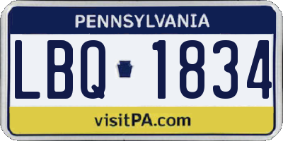PA license plate LBQ1834