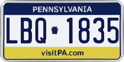 PA license plate LBQ1835