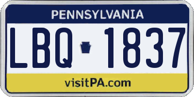 PA license plate LBQ1837