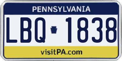 PA license plate LBQ1838