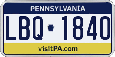PA license plate LBQ1840
