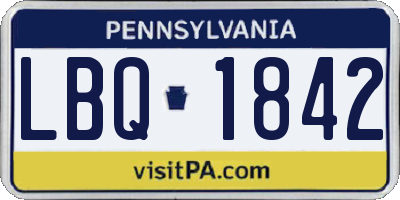 PA license plate LBQ1842