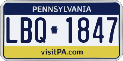PA license plate LBQ1847