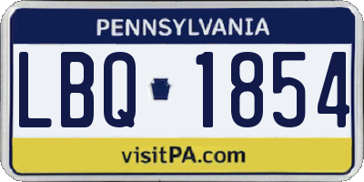 PA license plate LBQ1854