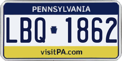 PA license plate LBQ1862
