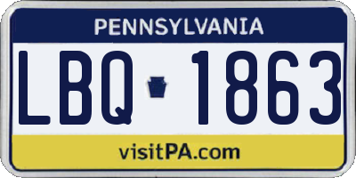 PA license plate LBQ1863
