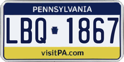 PA license plate LBQ1867