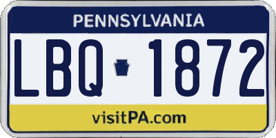 PA license plate LBQ1872
