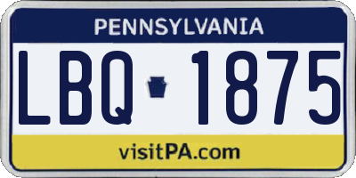 PA license plate LBQ1875