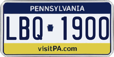 PA license plate LBQ1900