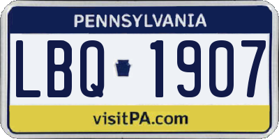 PA license plate LBQ1907