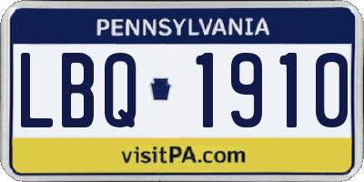 PA license plate LBQ1910