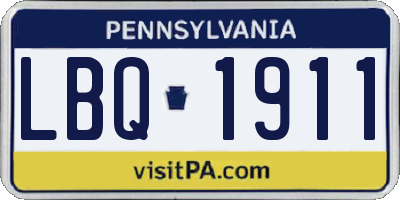 PA license plate LBQ1911