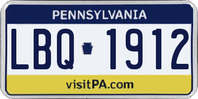 PA license plate LBQ1912