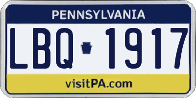 PA license plate LBQ1917