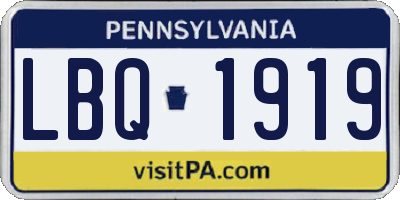PA license plate LBQ1919