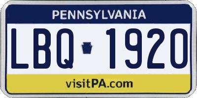 PA license plate LBQ1920