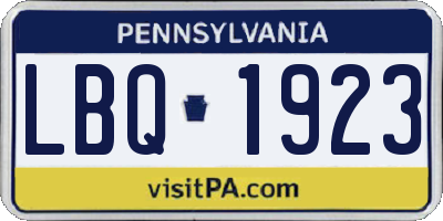 PA license plate LBQ1923