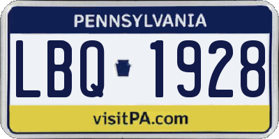 PA license plate LBQ1928