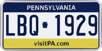 PA license plate LBQ1929