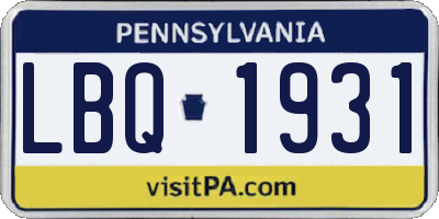 PA license plate LBQ1931