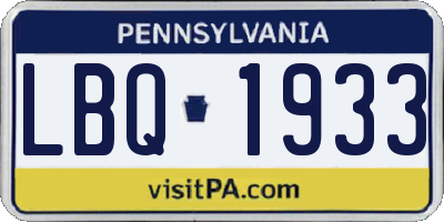 PA license plate LBQ1933