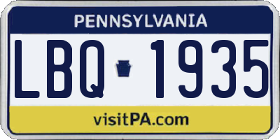 PA license plate LBQ1935