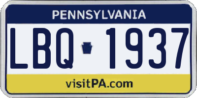 PA license plate LBQ1937