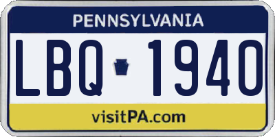 PA license plate LBQ1940