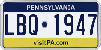PA license plate LBQ1947