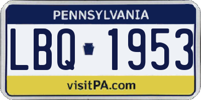 PA license plate LBQ1953