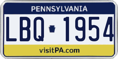 PA license plate LBQ1954