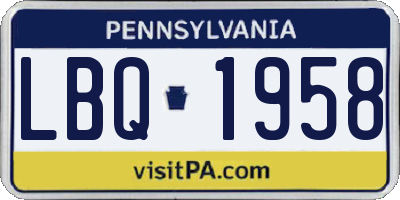 PA license plate LBQ1958
