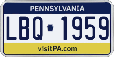 PA license plate LBQ1959
