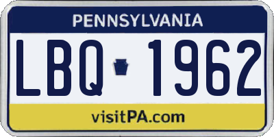 PA license plate LBQ1962