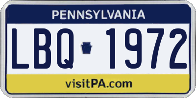 PA license plate LBQ1972