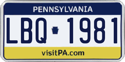 PA license plate LBQ1981