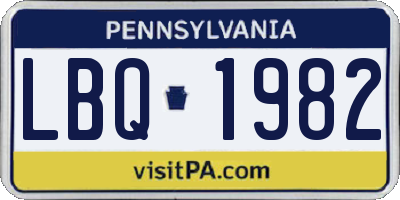 PA license plate LBQ1982