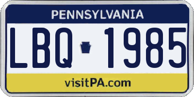 PA license plate LBQ1985