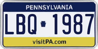 PA license plate LBQ1987